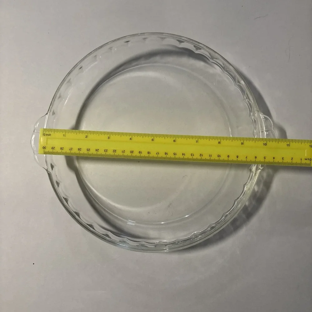 Vintage PYREX Pie Plate #229 Clear Crimped Edge W/ Tab Handles 10